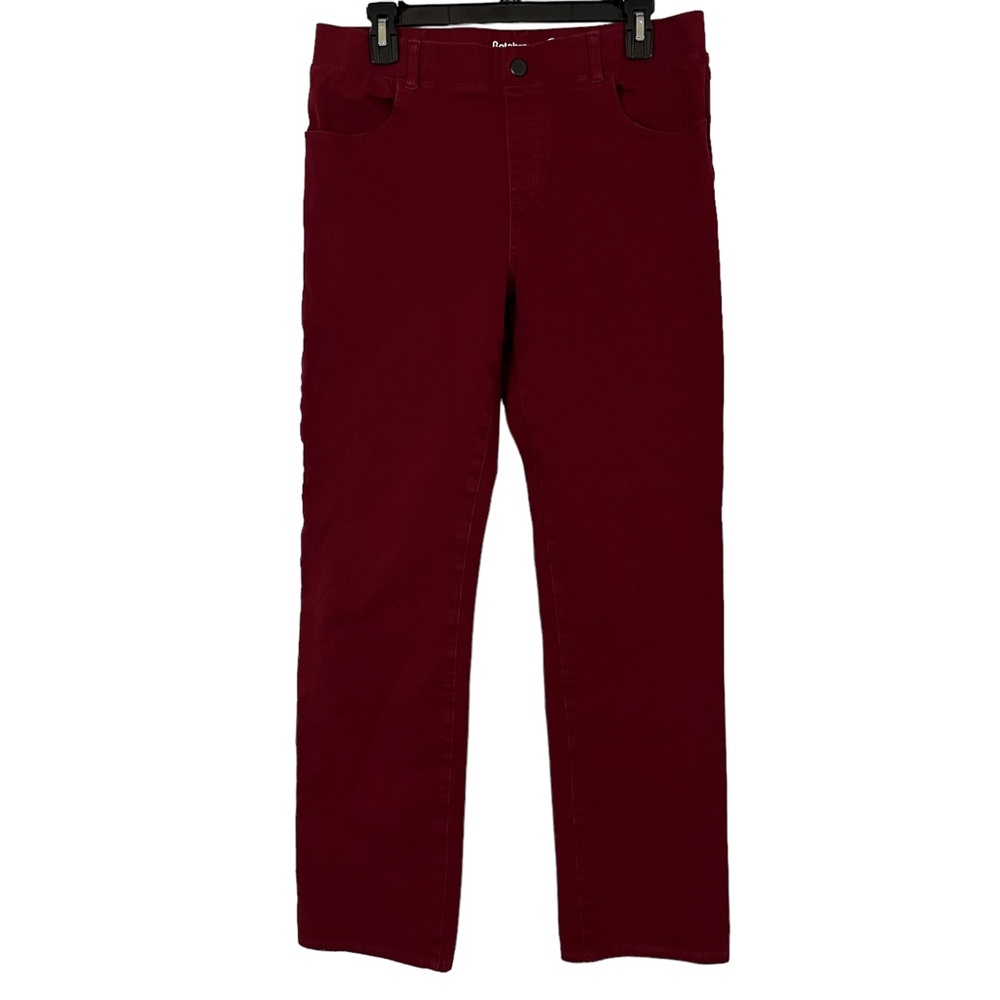 BETABRAND BETA BRAND Cranberry Red Stretch Pull On Denim Yoga Pants Straight  L